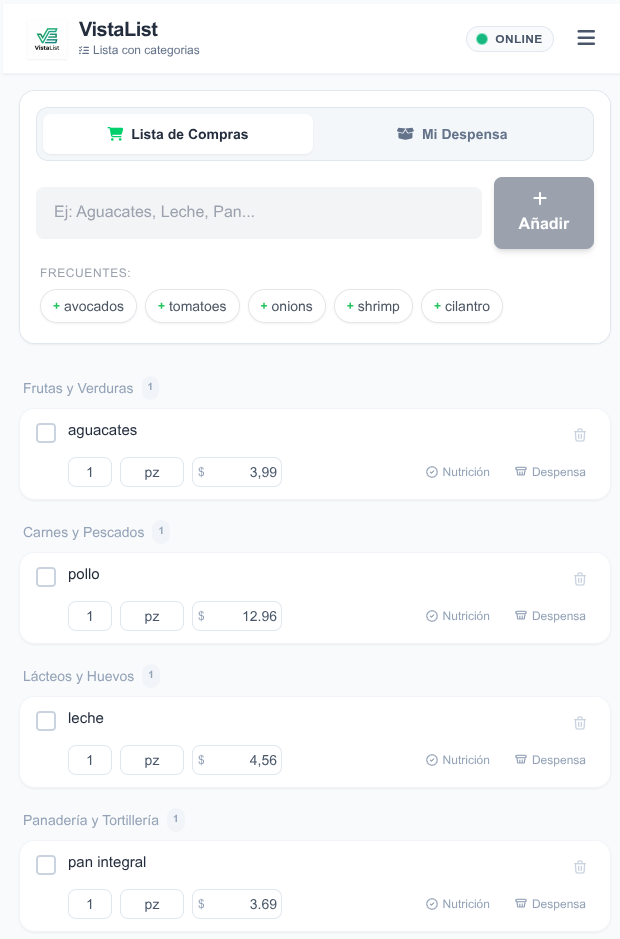 VistaList app screenshot